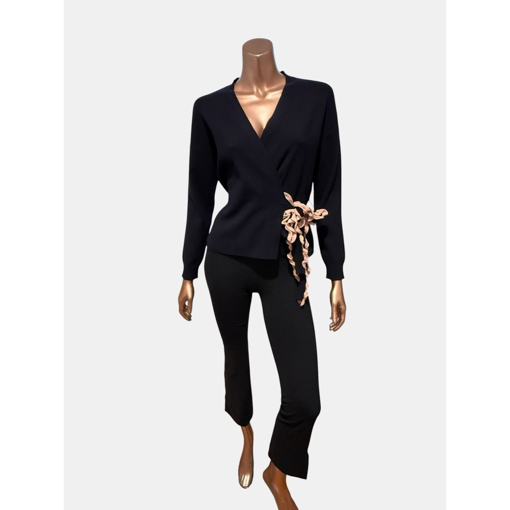 $330 NWT Max&Co Maxmara Max Mara Wrap Sweater Ruffle Blush Elegant Old Money/S